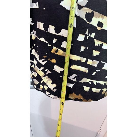 Blumarine Women's Black & Yellow Abstract Print Wool Pencil Skirt Size 34 - Picture 6 of 14